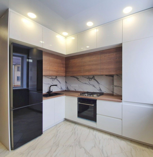 Белый кухонный гарнитур-Кухня МДФ в эмали «Модель 150»-фото8